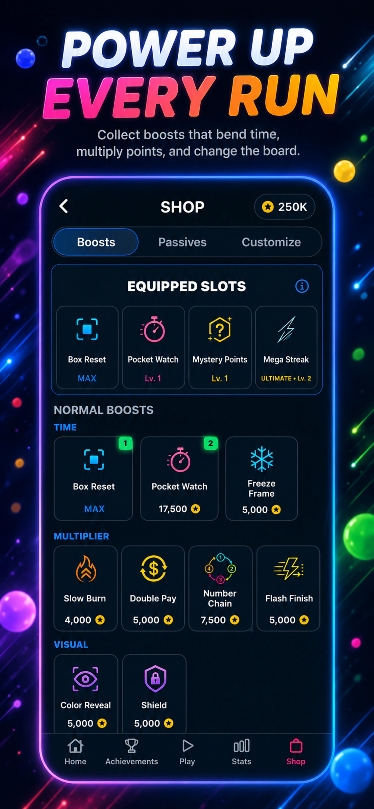 Color Tap active boost selection