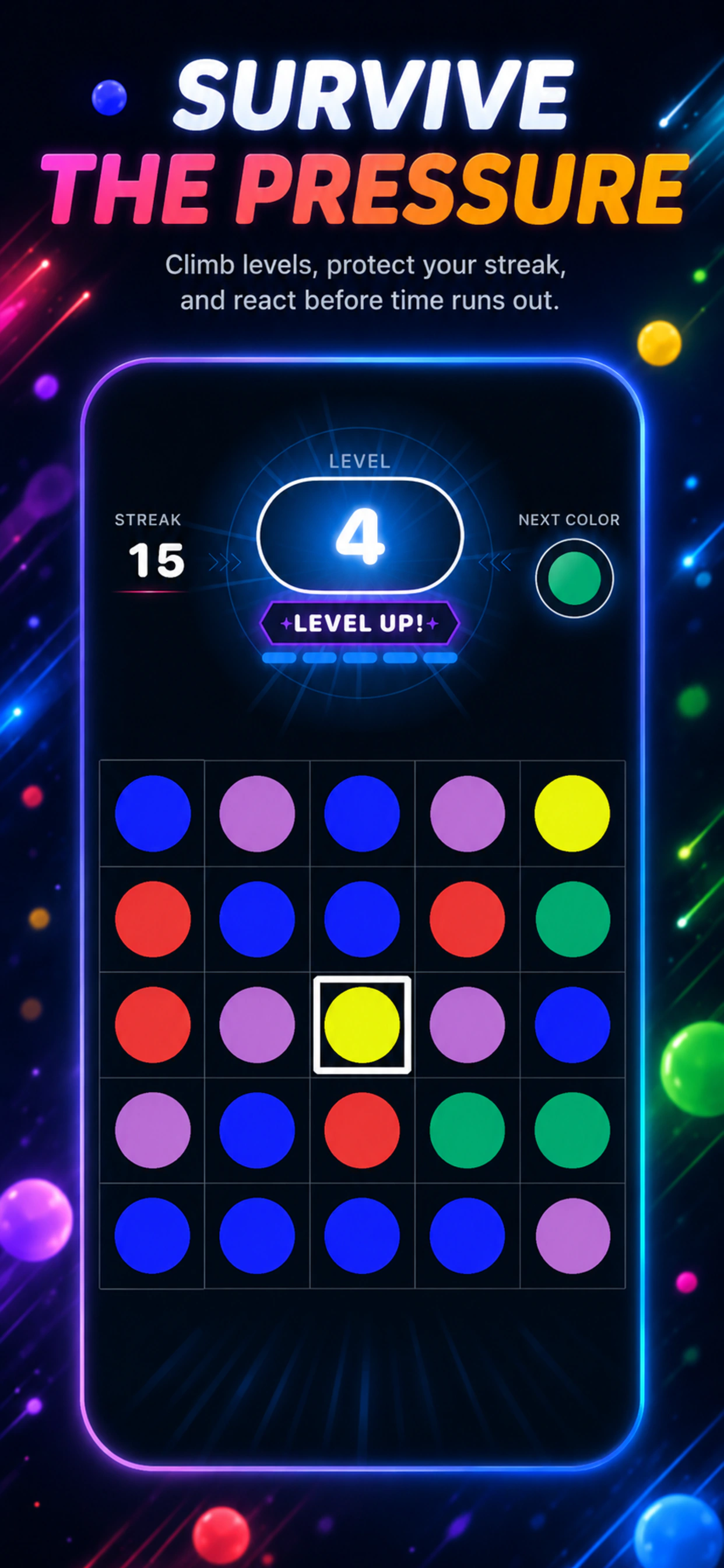 Color Tap Survival mode at level four